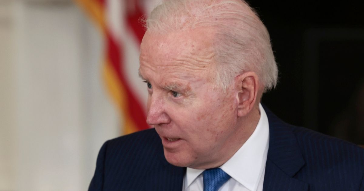 President Joe Biden speaks in the State Dining Room of the White House in Washington on Wednesday.