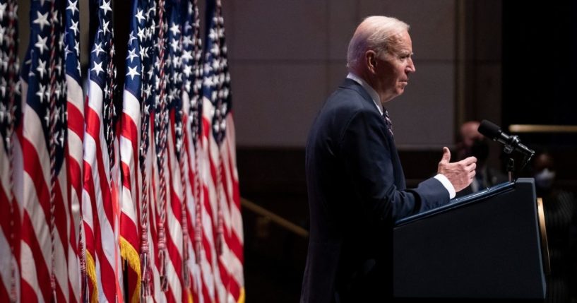 President Joe Biden speaks at the U.S. Capitol on Thursday in Washington, D.C.