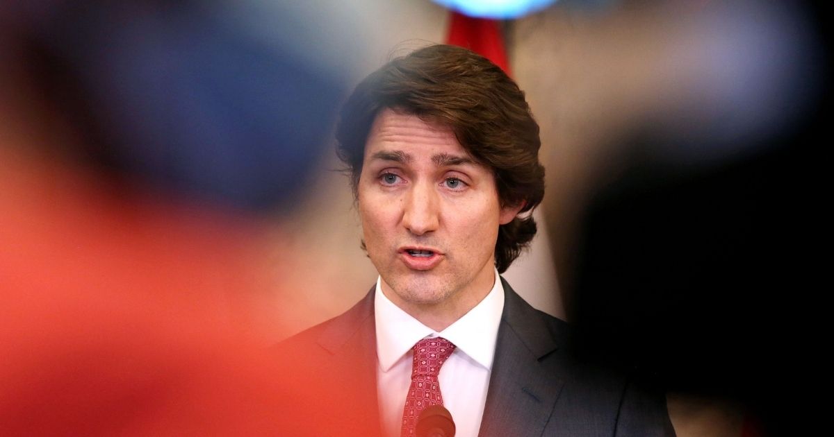 Canadian Prime Minister Justin Trudeau speaks during a news conference on Parliament Hill in Ottawa, Canada, on Monday.