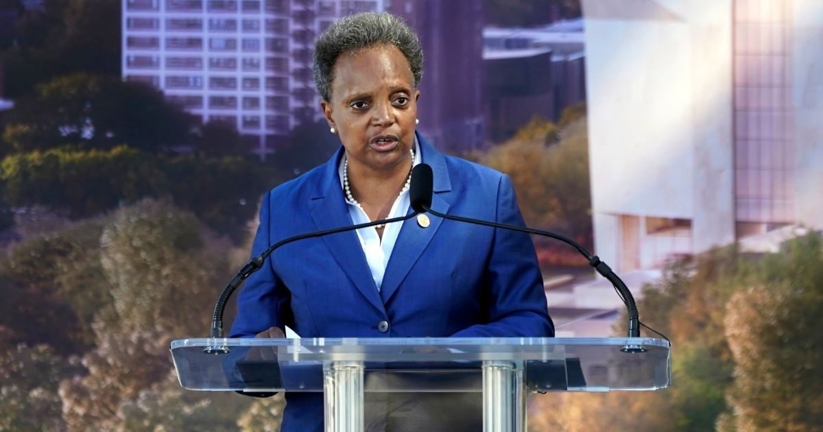 Chicago's Democratic Mayor Lori Lightfoot give a speech at the Obama Presidential Center's groundbreaking in Chicago on Sept. 28, 2021.
