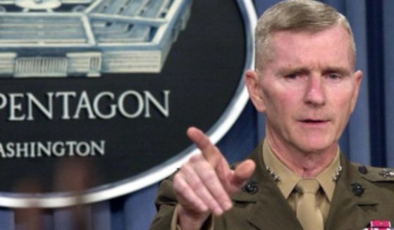Retired Marine Lt. Gen. Greg Newbold, the then director of operations at the Pentagon's military joint staff, gives a briefing at the Pentagon in Washington, D.C., on Oct. 16, 2001.
