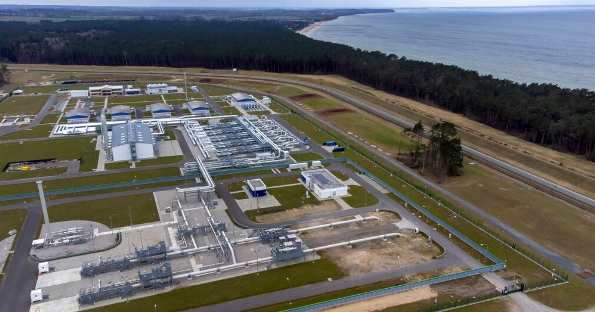 The landfall facilities of the Nord Stream 2 gas pipline are pictured in Lubmin, northern Germany, last week. In response to Russia's aggression in Ukraine, Germany has stopped certification for the pipeline, which brings natural gas under the Baltic Sea from Russia to Germany's Baltic coast.