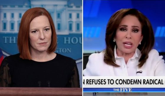 Judge Jeanine Pirro, right, responds to White House press secretary Jen Psaki's criticism of her commentary on Fox News' "The Five" on Monday.