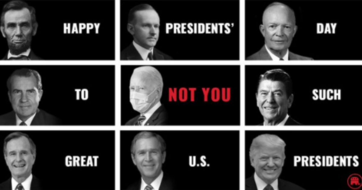 The GOP Twitter account put out this meme on Monday to celebrate Republican presidents on Presidents' Day, sparking outrage from several people.