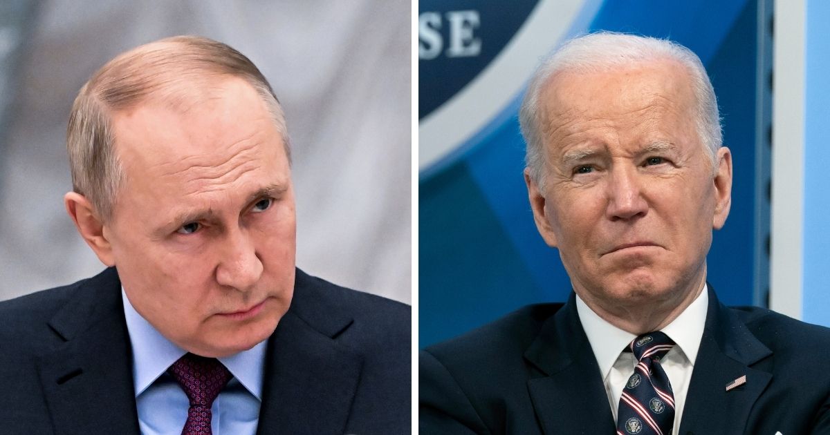 Russian President Vladimir Putin, left, attends a joint news conference in Moscow, Russia, on Tuesday with the Azerbaijani President Ilham Aliyev. President Joe Biden, right, attends an event at the White House in Washington, D.C., on Tuesday.