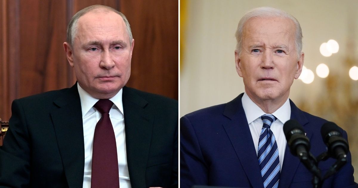 Russian President Vladimir Putin, left, addresses Russia from the Kremlin in Moscow, putting nuclear deterrent forces put on high alert on Sunday. President Joe Biden, right, speaks to reports from the East Room of the White House after speaking about the crisis between Russia and Ukraine on Thursday.