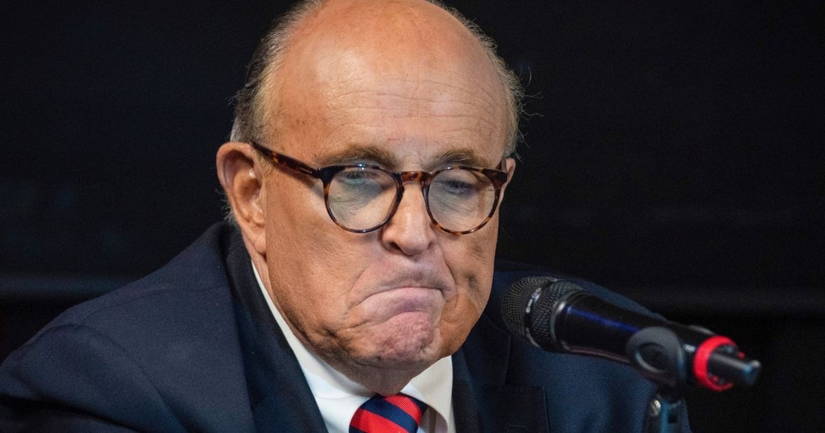 Rudy Giuliani appeared on the radio talk show at WABC studios in New York City on Sept. 10, 2021.