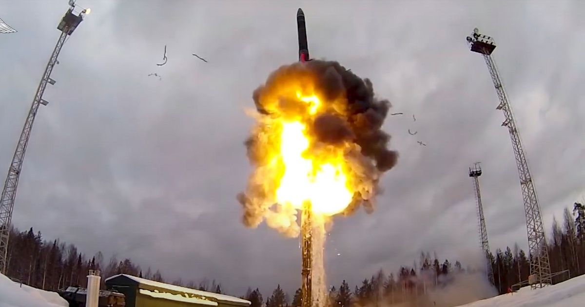 A Yars intercontinental ballistic missile is being launched from an air field during Russian military drills in video provided on Feb. 19. On Sunday, Russian President Vladimir Putin ordered his nuclear deterrent forces on high alert.