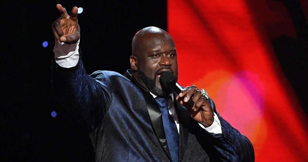 Shaquille O'Neal speaks onstage during the NBA Awards at the Barker Hangar in Santa Monica, California, on June 24, 2019.