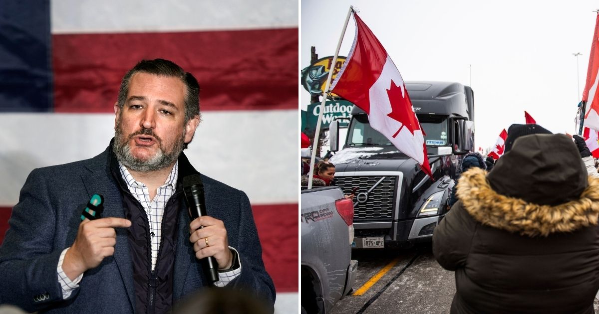 Ted Cruz and Freedom Convoy ralliers
