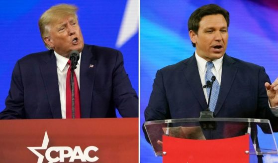 Former President Donald Trump, left, and Florida Gov. Ron DeSantis, right, both spoke during the Conservative Political Action Conference, which took place last week in Orlando, Florida.