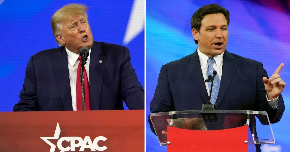 Former President Donald Trump, left, and Florida Gov. Ron DeSantis, right, both spoke during the Conservative Political Action Conference, which took place last week in Orlando, Florida.
