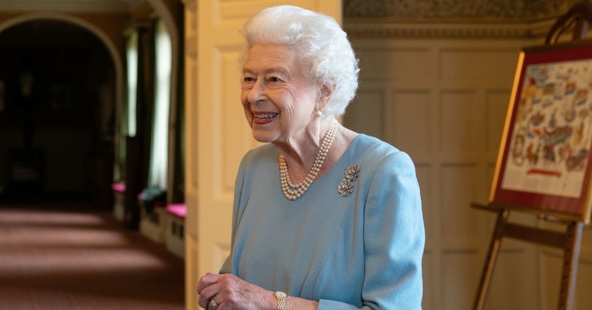Queen Elizabeth celebrates the start of the Platinum Jubilee during a reception in the ballroom of the Sandringham Estate in Norfolk, England, on Feb. 5, 2022.