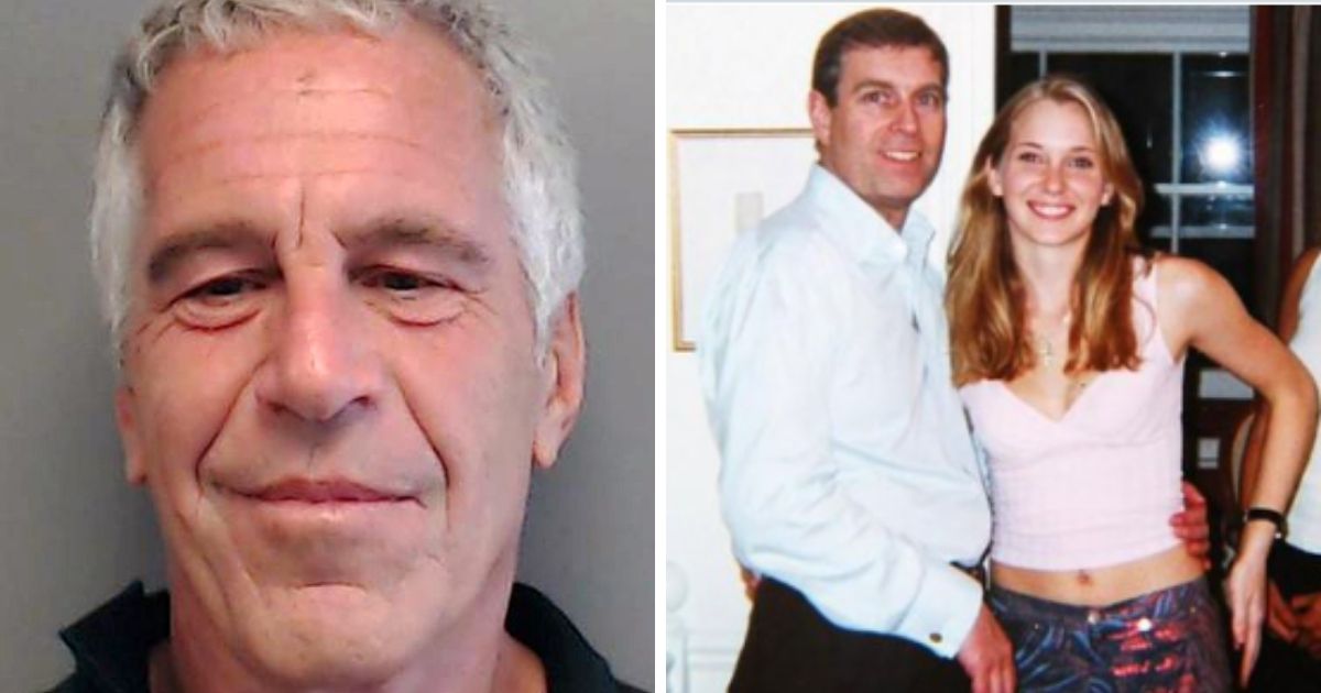 The late Jeffrey Epstein, left; Prince Andrew and Virginia Roberts Giuffre, right.