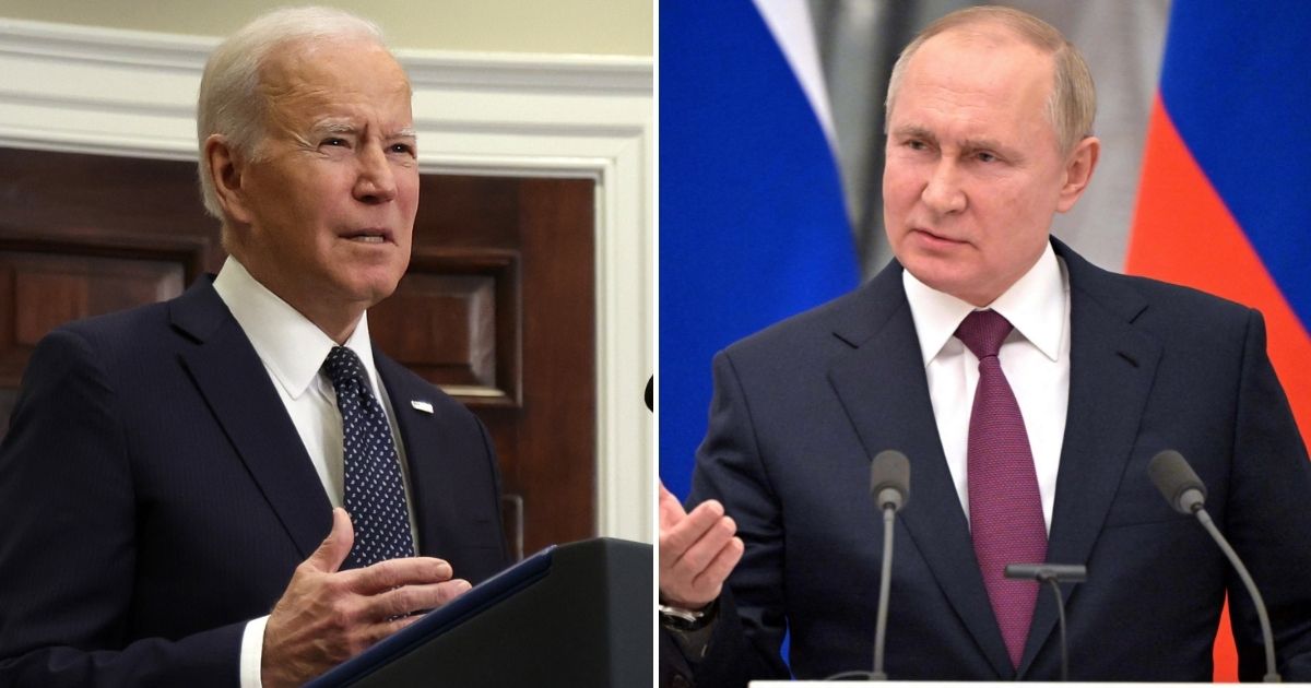 President Joe Biden, left; Russian President Vladimir Putin, right.