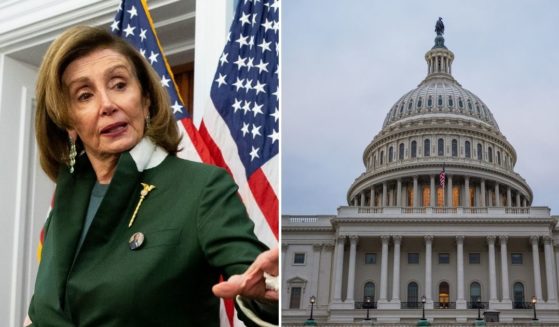 House Speaker Nancy Pelosi, left; Capitol Dome, right.