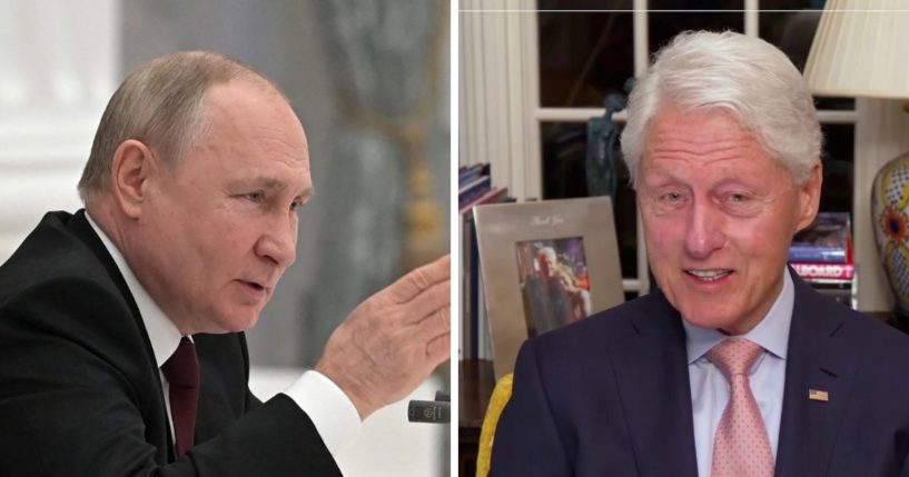 Russian President Vladimir Putin, left; former U.S. President Bill Clinton, right.