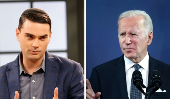 Conservative commentator Ben Shapiro, left, used a Twitter post on Tuesday to explain in a few short points exactly how President Joe Biden helped set up the Russian invasion of Ukraine.