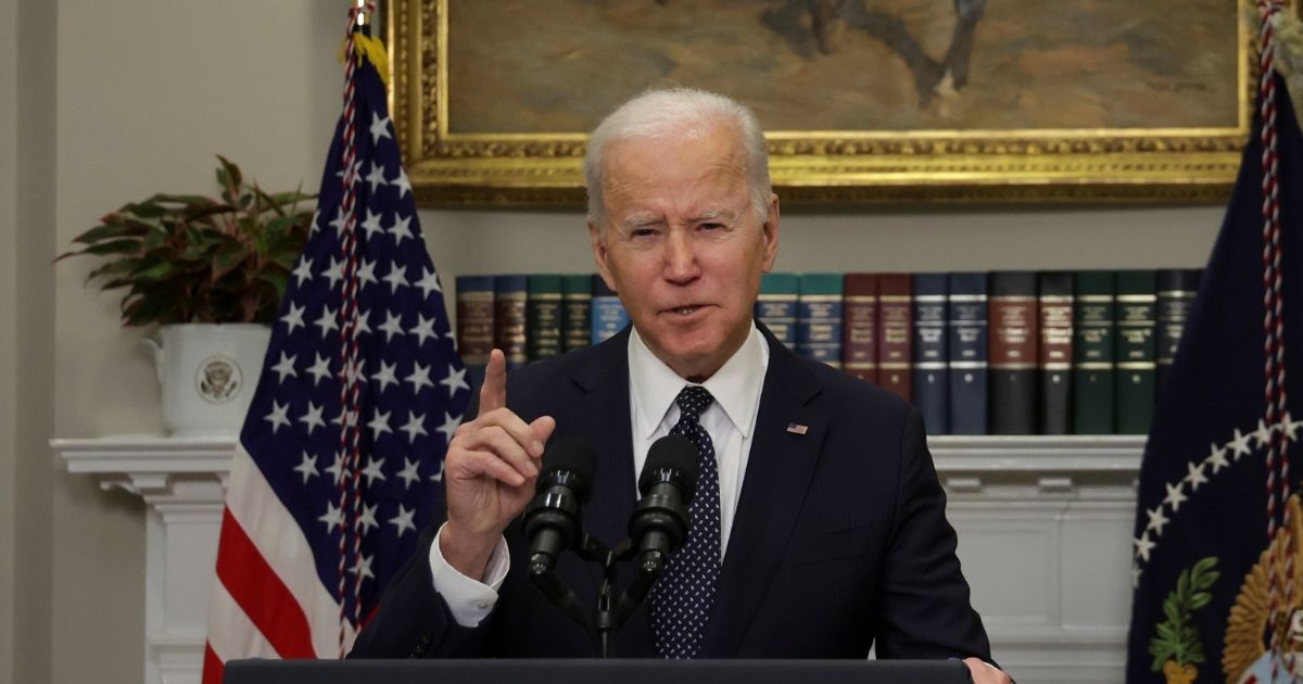 President Joe Biden speaks at the White House Feb. 18, before Russia launched its invasion of Ukraine.