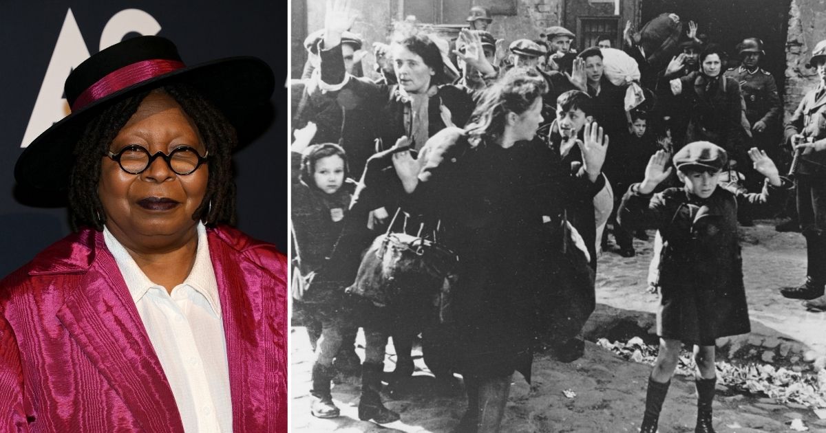Whoopi Goldberg, left, attends the 2021 ACE Awards on Nov. 2, 2021, in New York City. A group of Jews is escorted from the Warsaw ghetto by German soldiers on April 19, 1943.