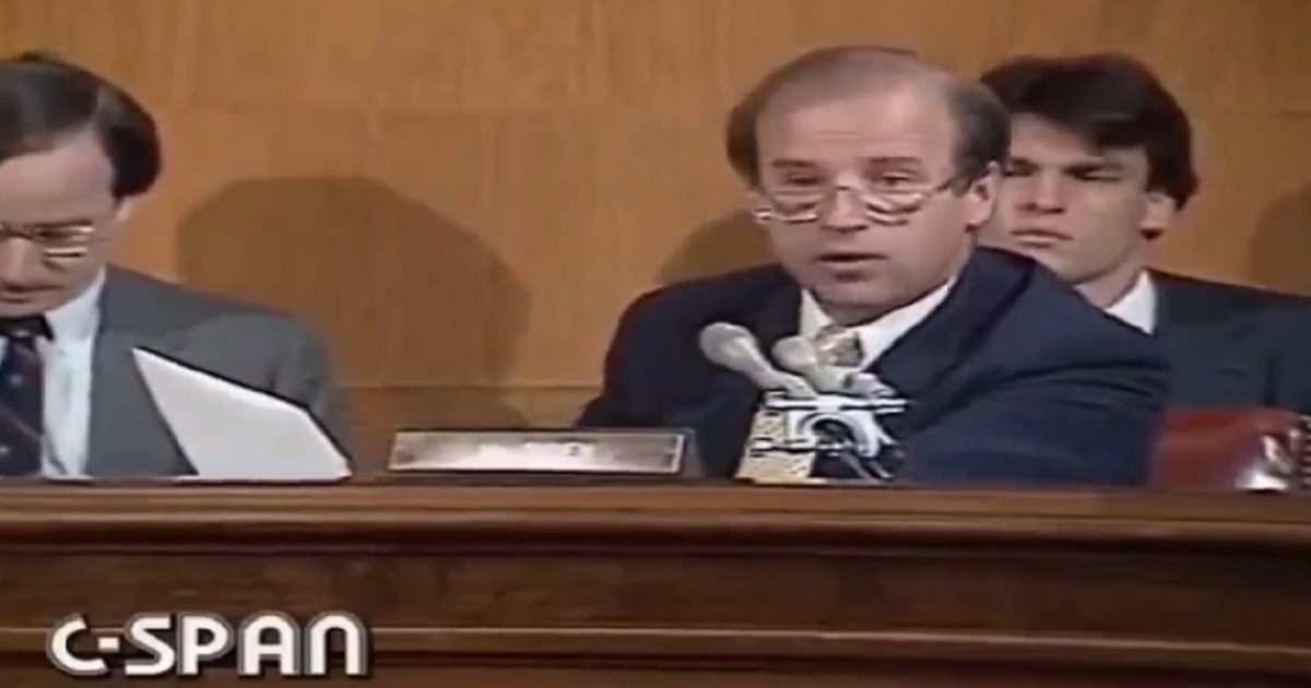 Then Sen. Joe Biden is pictured during a 1985 Senate hearing Judiciary Committee hearing.