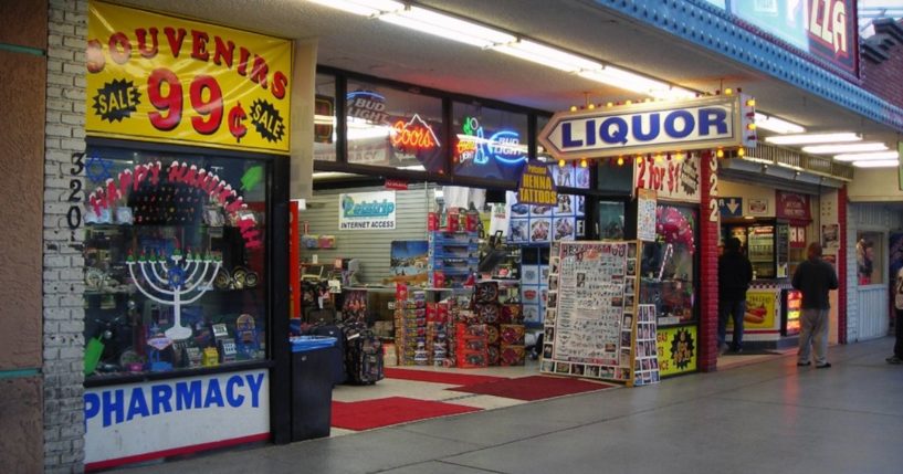 This photo shows a Liquor store in Las Vegas, Nevada. In response to Russia's invasion on Ukraine on Thursday, several government officials in the U.S. have ordered or asked liquor stores, retail stores, restaurants and bars to stop the sale of Russian spirits.