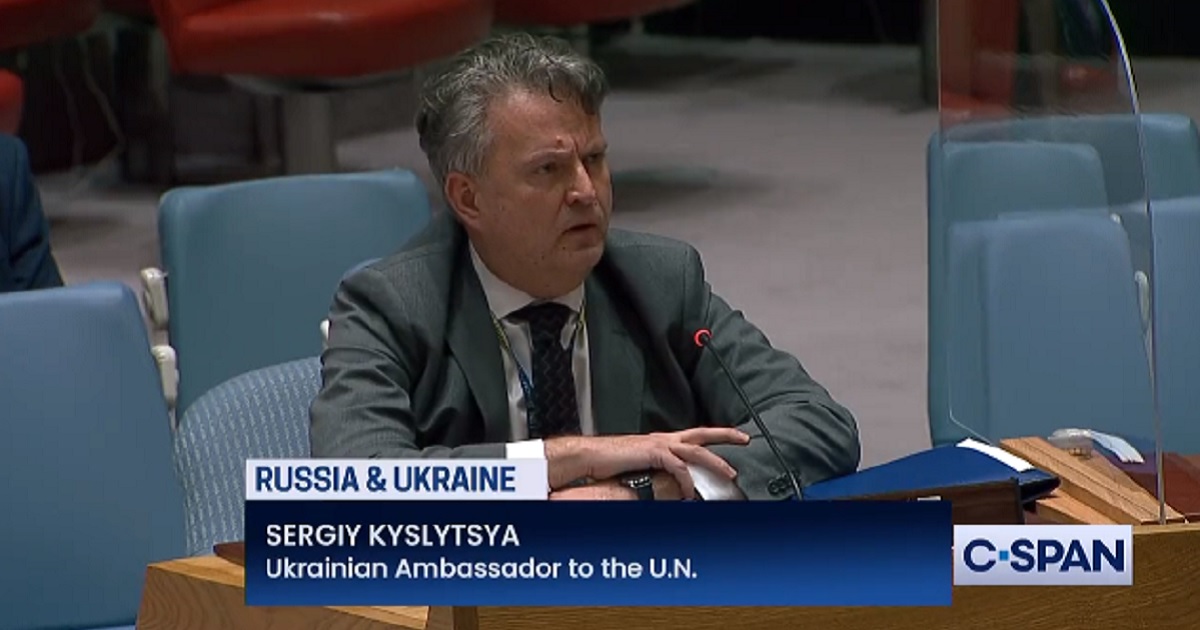 Ukrainian Ambassador Sergiy Kyslytsya addresses the United Nations Security Council on Wednesday.