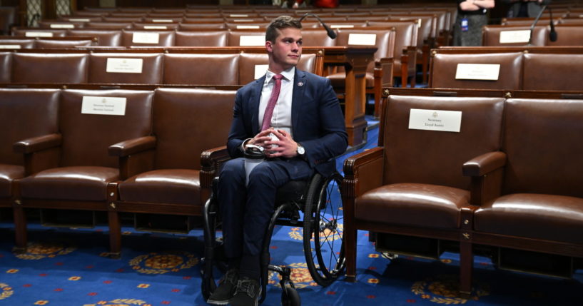 Rep. Madison Cawthorn arrives in the chamber of the House of Representatives before the State of the Union address by President Joe Biden at the U.S. Capitol on Tuesday.