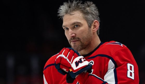 Alexander Ovechkin of the Washington Capitals looks on before a game against the Ottawa Senators at Capital One Arena on Feb. 13 in Washington, D.C.