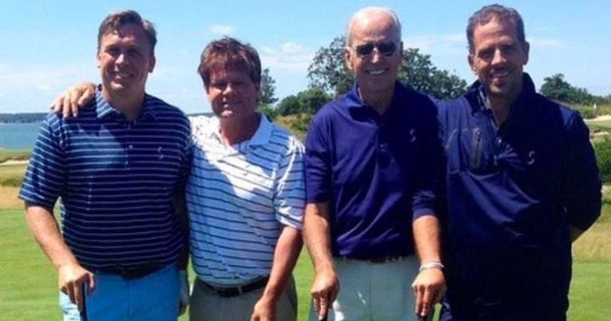 Devon Archer, left, plays golf with Joe and Hunter Biden, right.