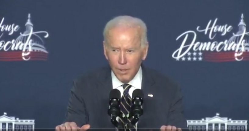 President Joe Biden, speaking to House Democrats Friday, was apparently trying to sound threatening as he gripped the podium and leaned forward, speaking in a half-whisper about the Russian stock market, which he predicted would 'blow up' upon reopening.