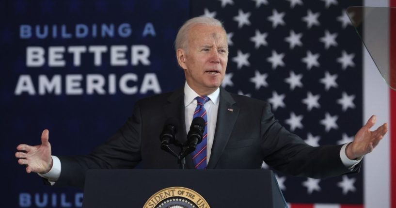 President Joe Biden speaks during an event in Superior, Wisconsin, Wednesday. Biden falsely claimed during the trip that five police officers were killed in the Jan. 6, 2021, Capitol incursion.