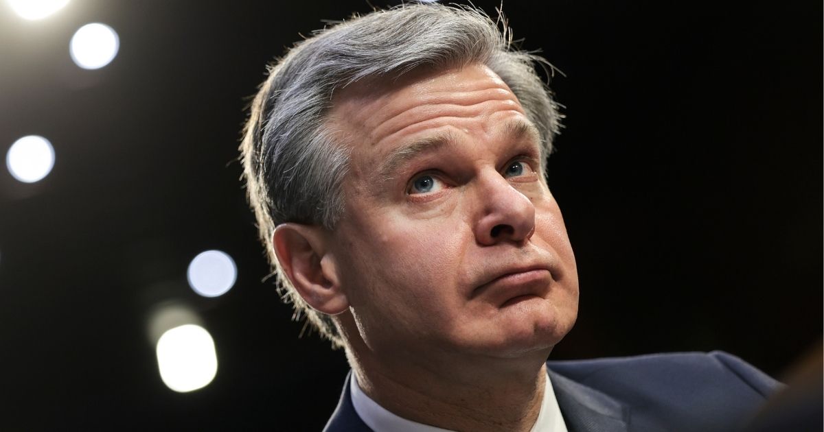 FBI Director Christopher Wray testifies before the Senate Intelligence Committee in Washington on March 10.