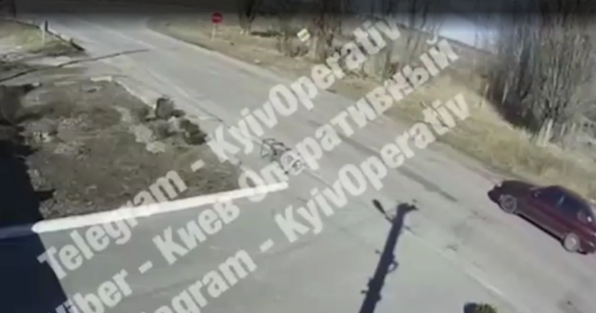 Video circulating on the internet purports to show a Russian tank obliterating a civilian car in Ukraine.