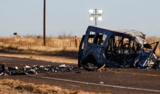 The scene of a collision in Texas that killed nine people.