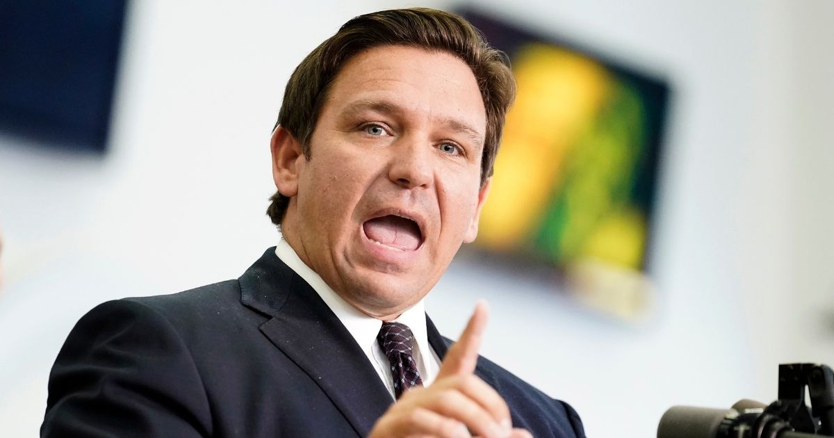 Florida Gov. Ron DeSantis, spoke to the media in Brandon, Florida, after signing a bill on Nov. 18, 2021. DeSantis signed another bill Monday to protect children and parents in public schools.