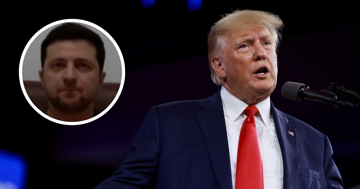 Former U.S. President Donald Trump speaks during the Conservative Political Action Conference on Saturday in Orlando, Florida. Ukrainian President Volodymyr Zelenskyy addresses the European Parliament via video on Tuesday.
