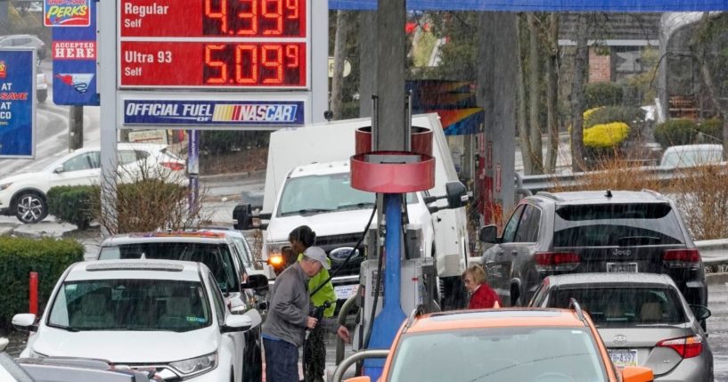 On Monday, people in Mount Lebanon, Pennsylvania, pump gas at a local station where gas prices continue to skyrocket.