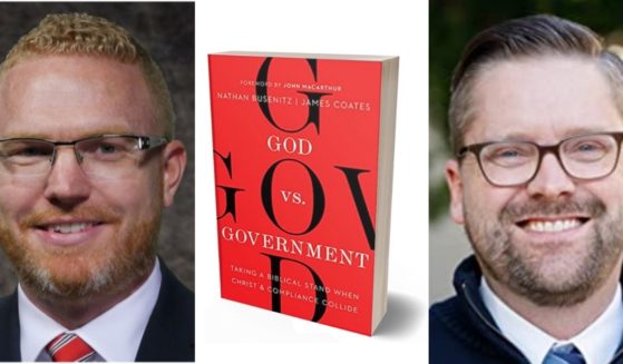 Pastors James Coates. left, and Nathan Busenitz are the authors of the newly published book "God vs. Government: Taking a Biblical Stand When Christ and Compliance Collide."