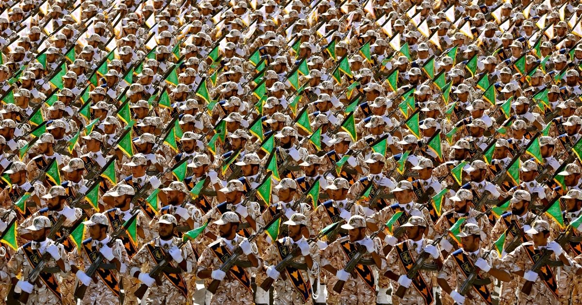 On Sept. 22, 2014, members of Iran's Islamic Revolutionary Guards Corps marched for an annual parade at the mausoleum of Ayatollah Khomeini, outside Tehran, Iran.