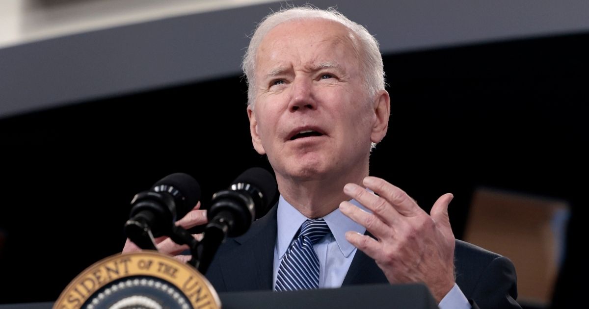 President Joe Biden delivers speaks in the South Court Auditorium in Washington on Wednesday.