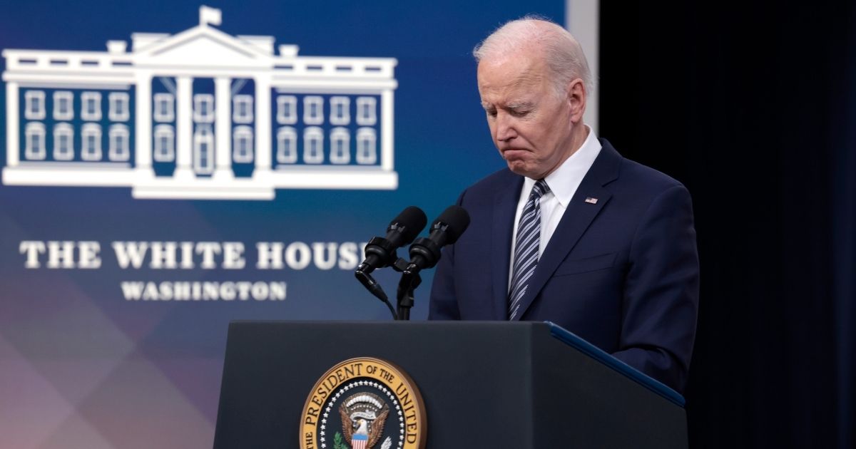 President Joe Biden listens to questions from reporters after giving remarks from the South Court Auditorium of the White House on Thursday in Washington, D.C.