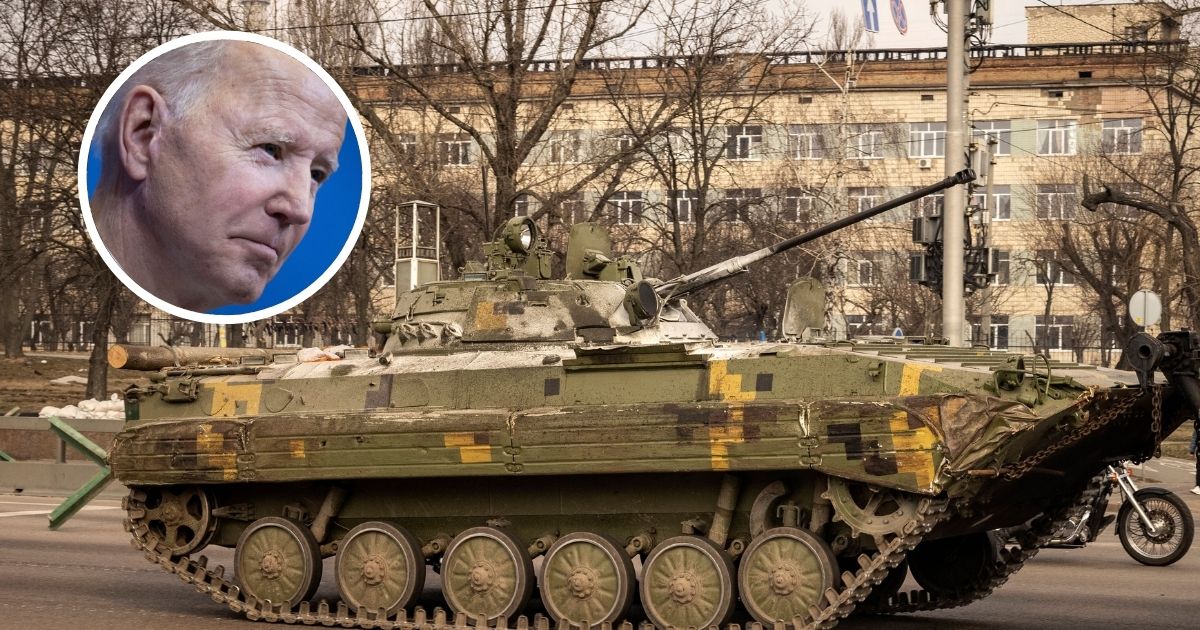 A Ukrainian tank is seen in Kyiv, Ukraine, on Thursday. President Joe Biden addresses a European Union summit in Brussels on Thursday.