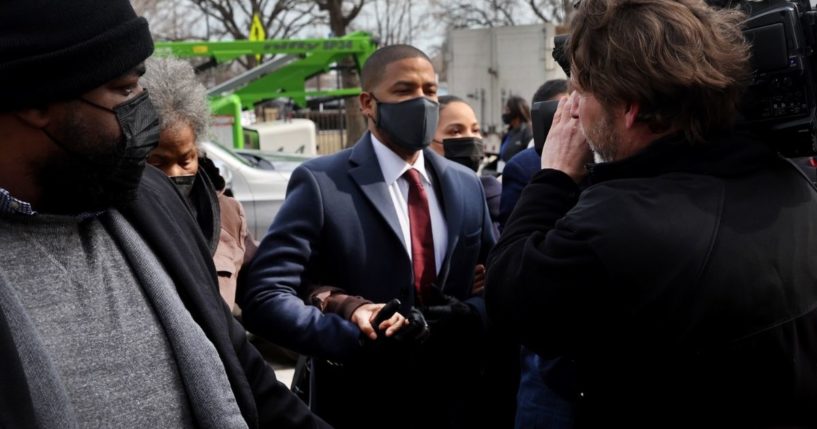 Jussie Smollett arrives at the Leighton Criminal Courts Building for his sentencing hearing on Thursday in Chicago.