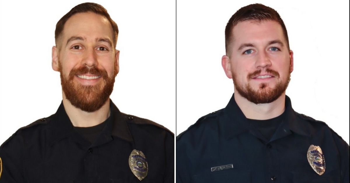 Officers Leonard Kunka and Kyle Auckland of Kent, Ohio, were both shot while responding to a call of an intruder at a home where a 14-year-old was babysitting a toddler in January of 2021.