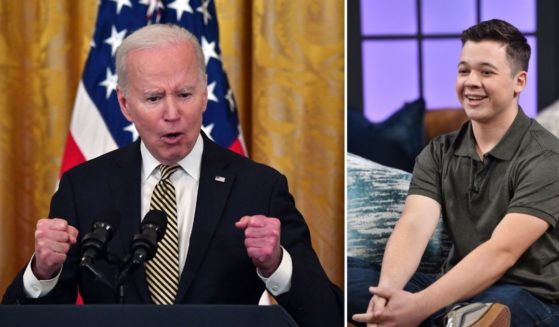 President Joe Biden, left, speaks in the East Room of the White House in Washington, D.C., on Wednesday. Kyle Rittenhouse is seen on the set of "Candace" on Jan. 24 in Nashville, Tennessee.