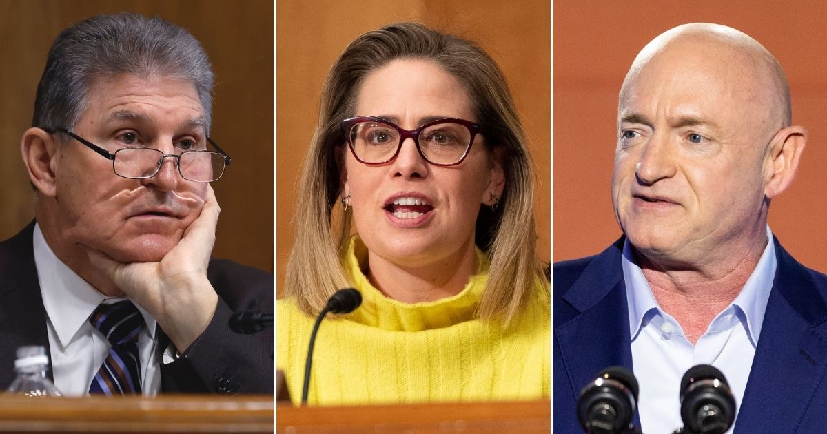 Democratic Sens. Joe Manchin of West Virginia, left, and Krysten Sinema and Mark Kelly of Arizona voted against David Weil, President Joe Biden's choice to head the Labor Department’s Wage and Hour Division.