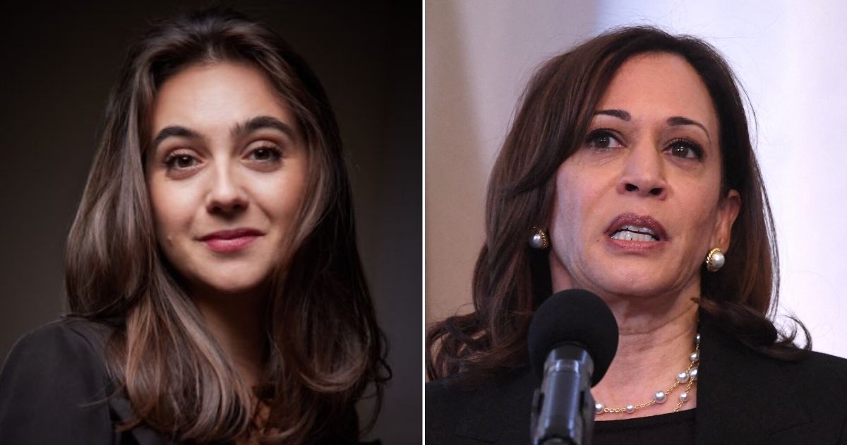 Iuliia Mendel, left, who represented Ukrainian President Volodymyr Zelenskyy for two years, deleted a tweet about Vice President Kamala Harris, right.