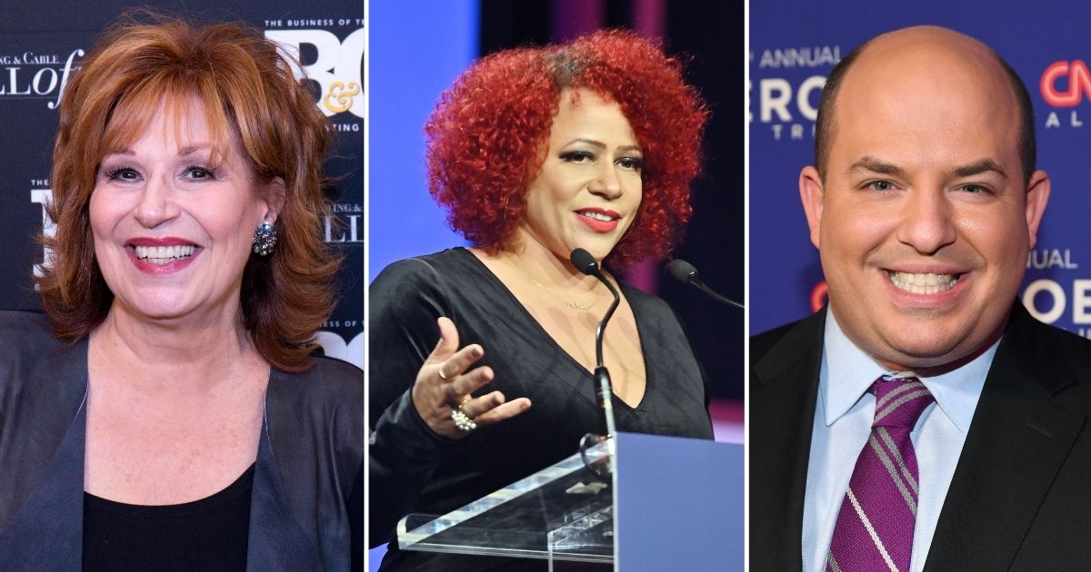 Joy Behar, left, attends the 2017 Broadcasting & Cable Hall Of Fame 27th Anniversary Gala on Oct. 16, 2017, in New York City. Nikole Hannah-Jones, center, speaks at Fairmont Century Plaza on Dec. 8, 2021, in Los Angeles. Brian Stelter is seen at the American Museum of Natural History on Dec. 12, 2021, in New York City.