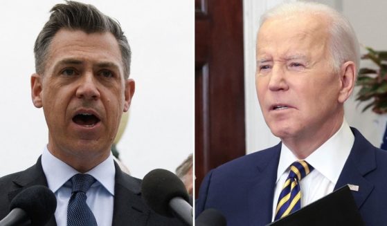 Republicans, including Rep. Jim Banks of Indiana, left, responded to President Joe Biden's ban on Russian gas by unveiling new legislation aimed at blocking the US from buying oil from terrorist-sponsored nations.